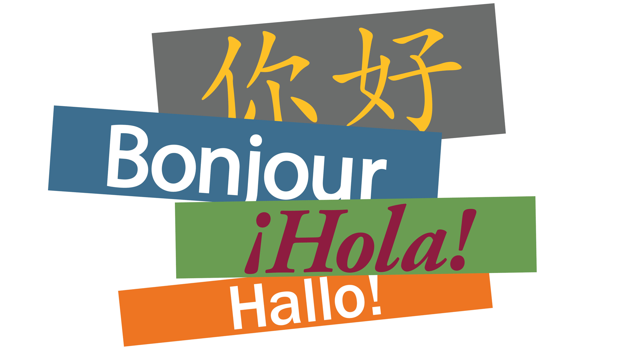 text saying "Hello" in four different languages